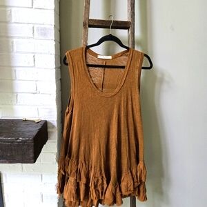 Free People Sasha Shimmy Ruffle Hem Tank, Size Small.